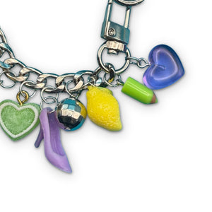 1:1 Pastel Purple & Green Trinket  Chain - vintage bag charm chains silver nostalgia vintage y2k vintage keychain vintage charms for bag nostalgia vintage keychains y2k collectible - Bag Crap