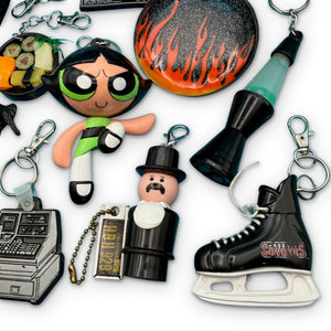 1960s-  s &   s: Black Collection -  vintage keychain vintage charms for bag nostalgia vintage keychains y2k collectible - Bag Crap