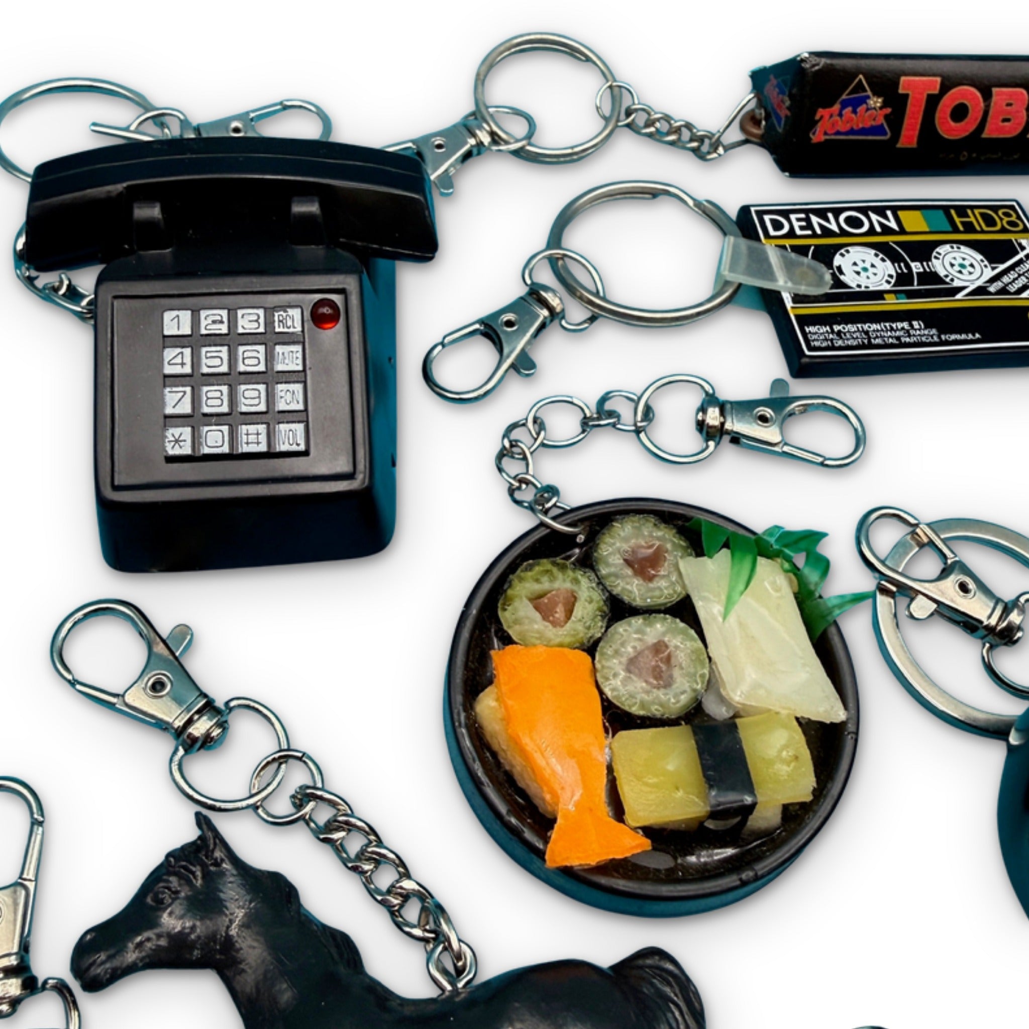 1960s-  s &   s: Black Collection -  vintage keychain vintage charms for bag nostalgia vintage keychains y2k collectible - Bag Crap