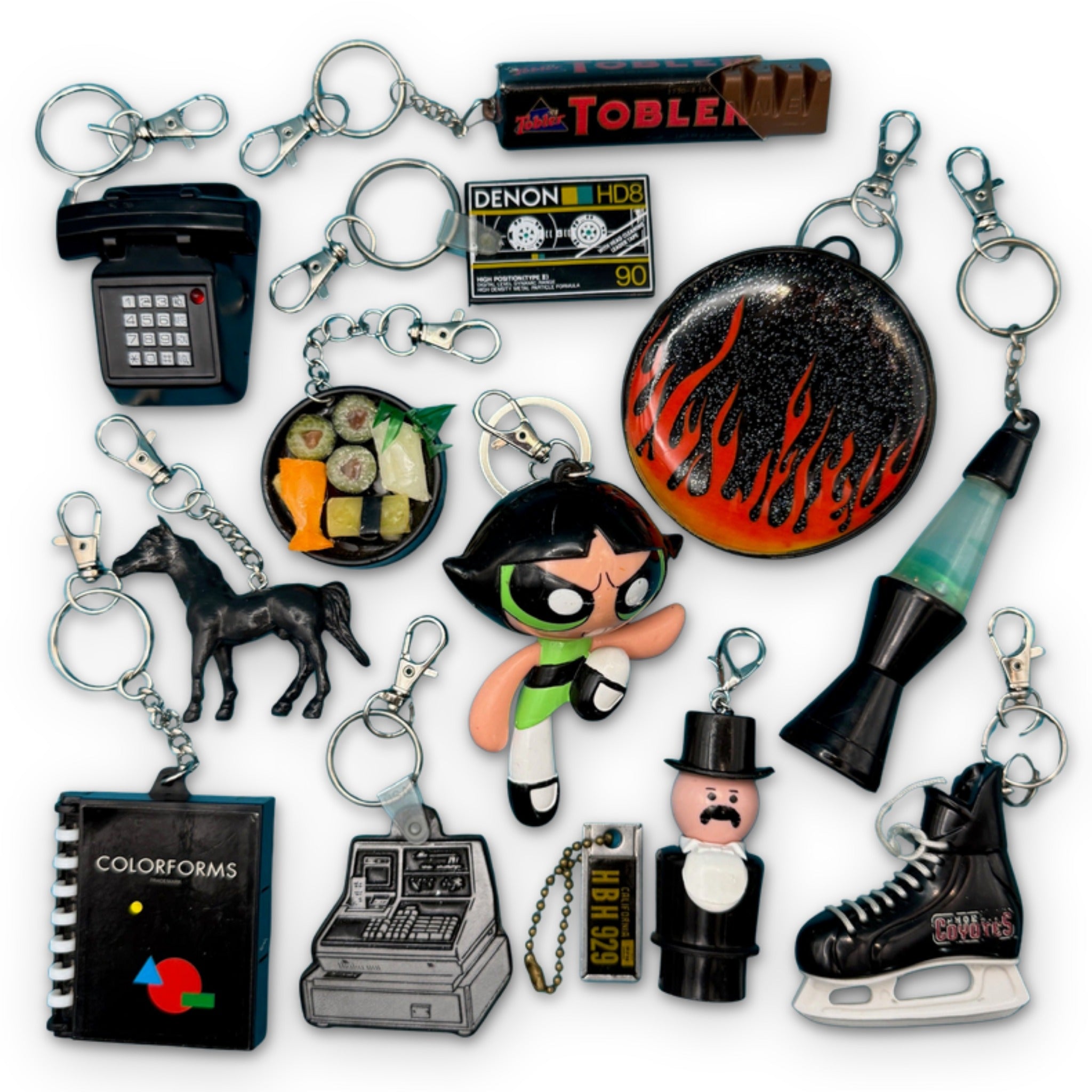 1960s-  s &   s: Black Collection -  vintage keychain vintage charms for bag nostalgia vintage keychains y2k collectible - Bag Crap