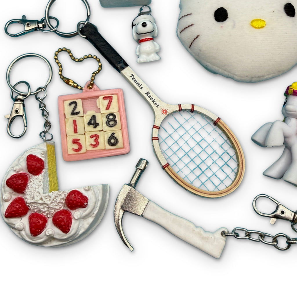 1960s-Y2K Vintage Keychains & Vintage Bag Charms: White Collection