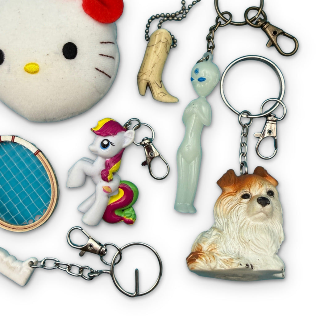 1960s-Y2K Vintage Keychains & Vintage Bag Charms: White Collection