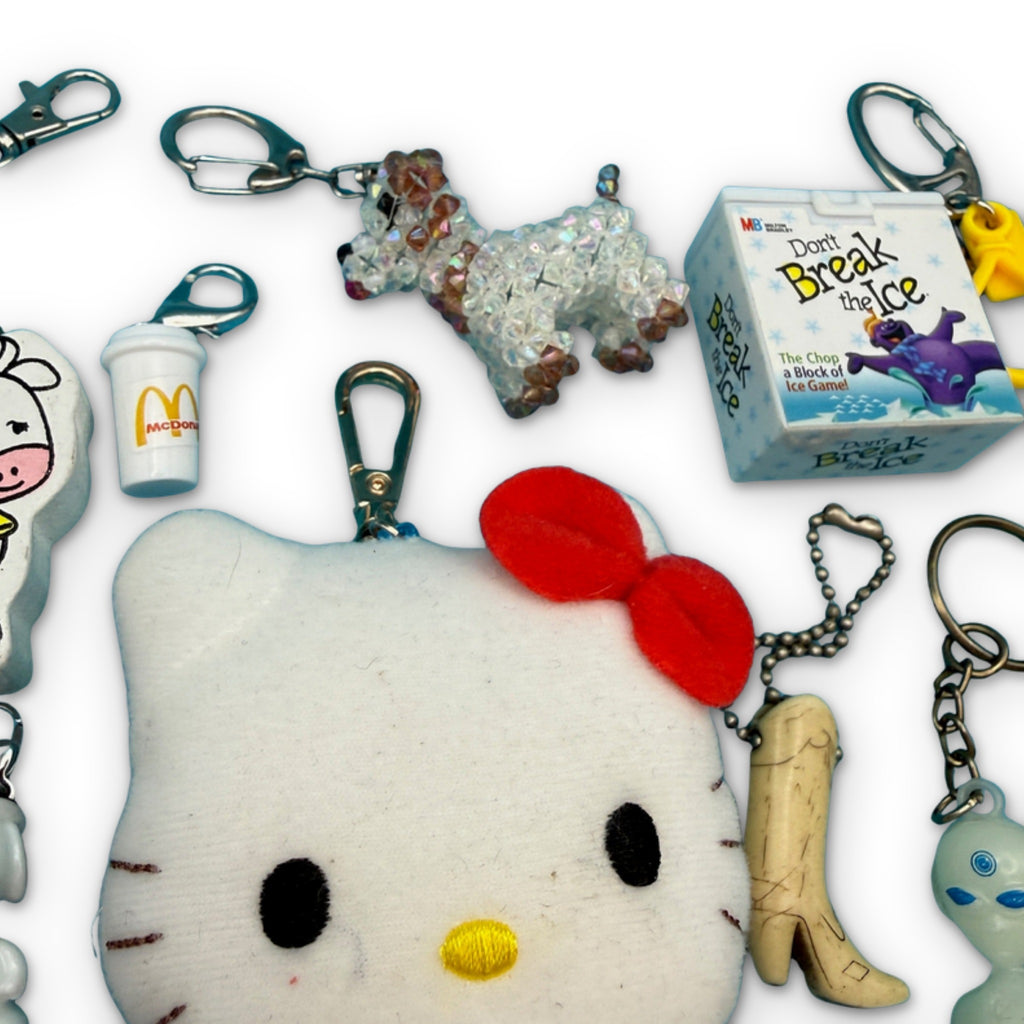 1960s-Y2K Vintage Keychains & Vintage Bag Charms: White Collection