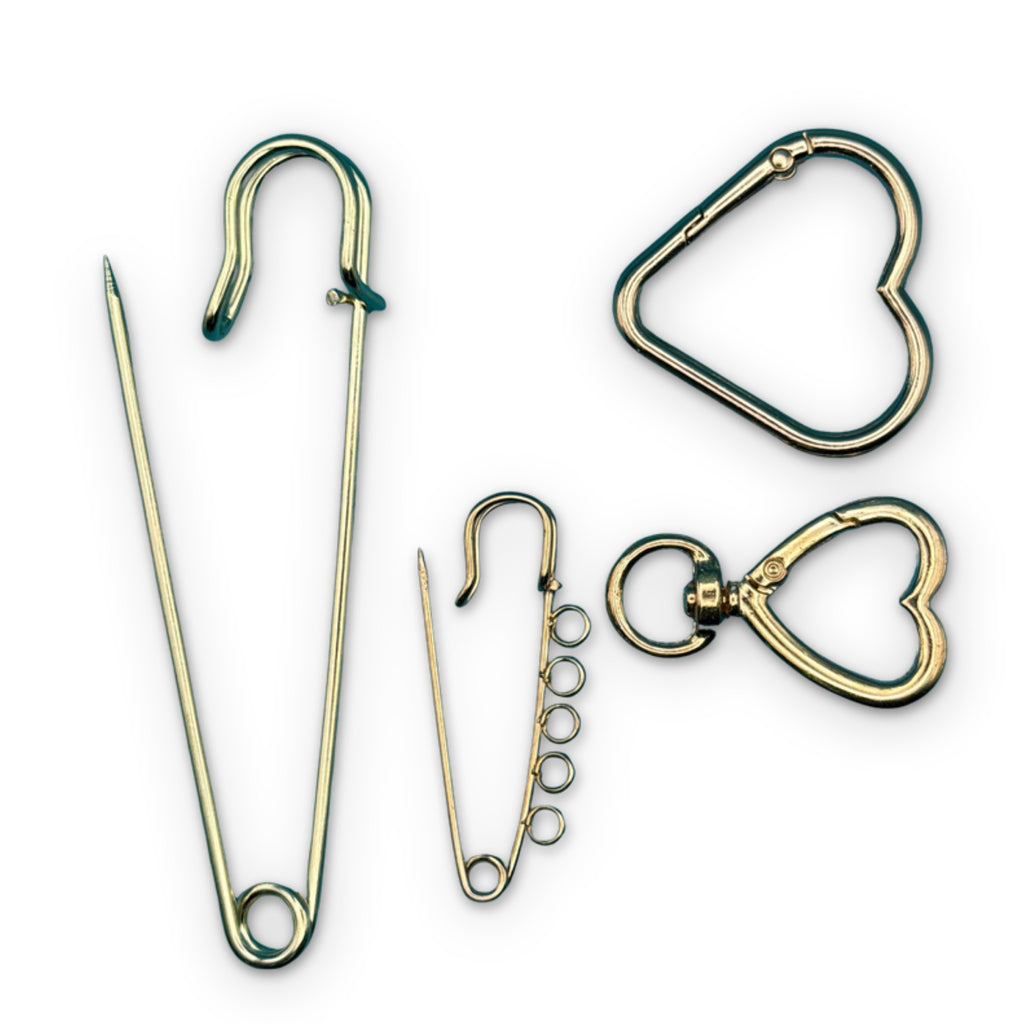 4 Piece Gold Bag Charm Clip & Pin Set