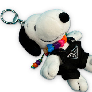 Snoopy 'Prada' Plush   + Beaded Necklace - snoopy rar peanuts vintage keychain vintage charms for bag nostalgia vintage keychains y2k collectible - Bag Crap
