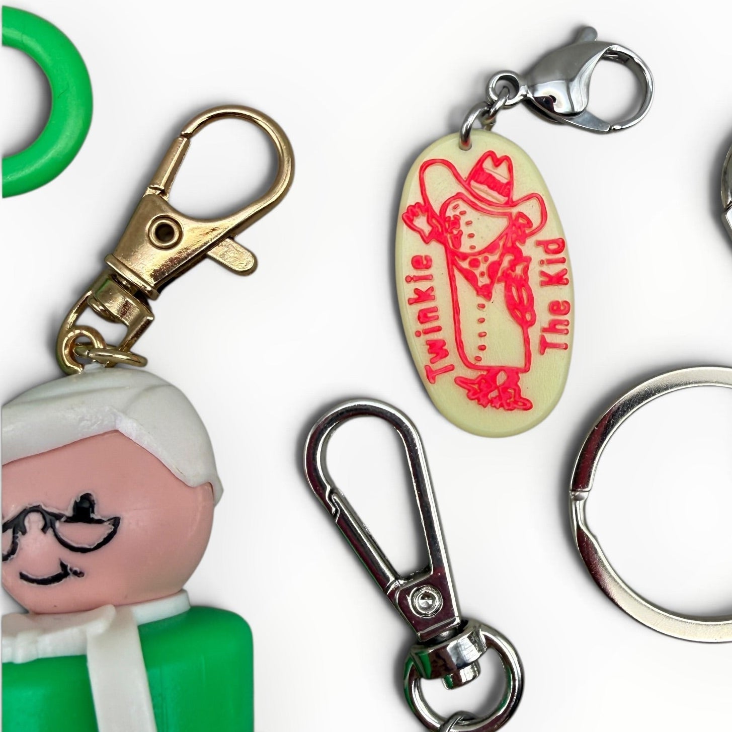 Junk Drawer s &  s: Green & Peach - barbie doll toy pink rare vintage keychain vintage charms for bag nostalgia vintage keychains y2k collectible - Bag Crap