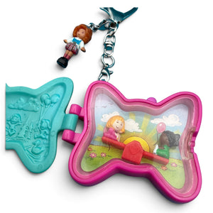 Polly Pocket Butterfly Compact -  vintage keychain vintage charms for bag nostalgia vintage keychains y2k collectible - Bag Crap