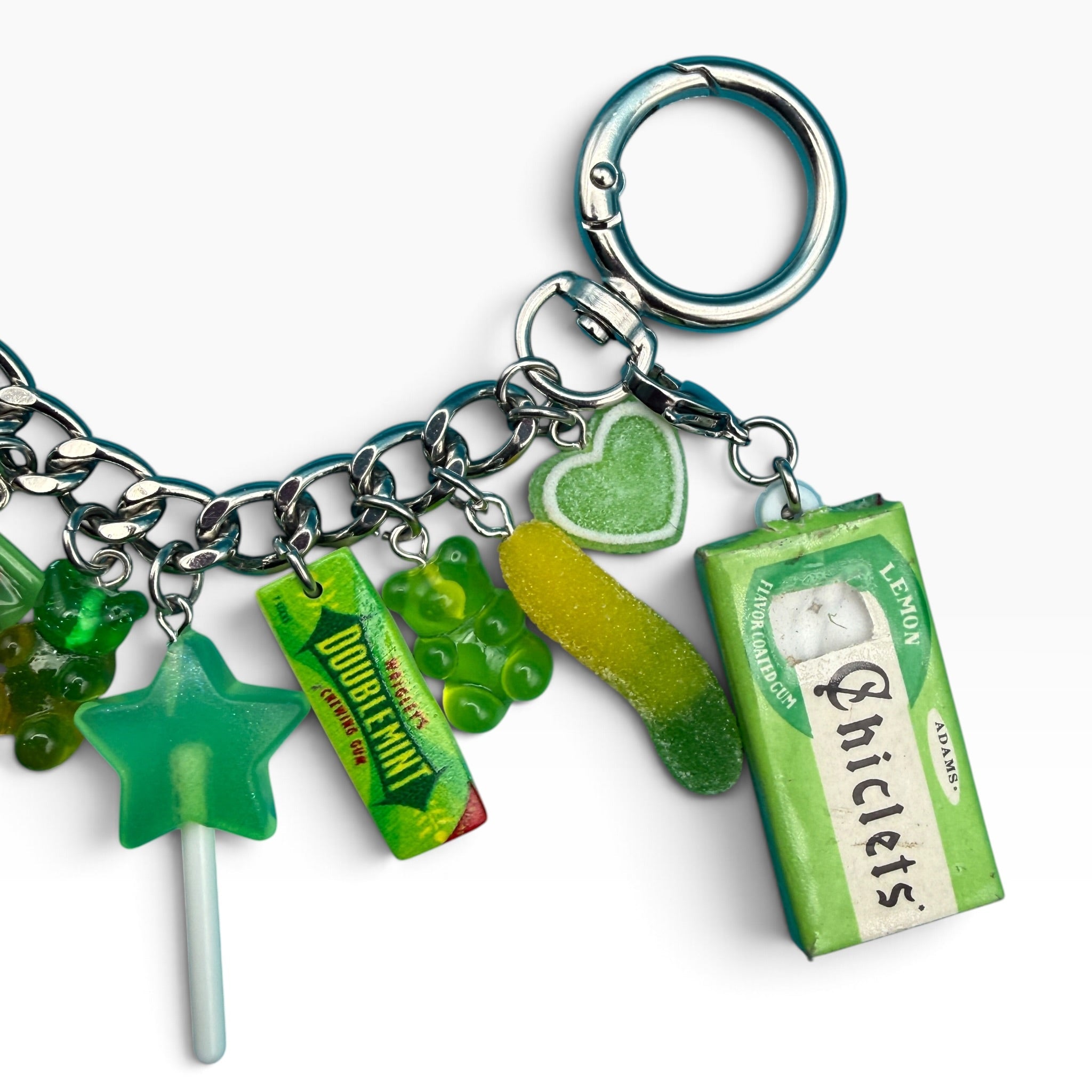 1:1 Super Stacked Lime Green Candy   Chain - vintage bag charm chains silver nostalgia vintage y2k vintage keychain vintage charms for bag nostalgia vintage keychains y2k collectible - Bag Crap