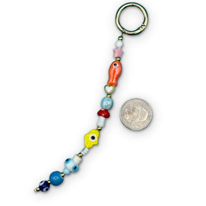 Colorful Glass Beaded -  vintage keychain vintage charms for bag nostalgia vintage keychains y2k collectible - Bag Crap