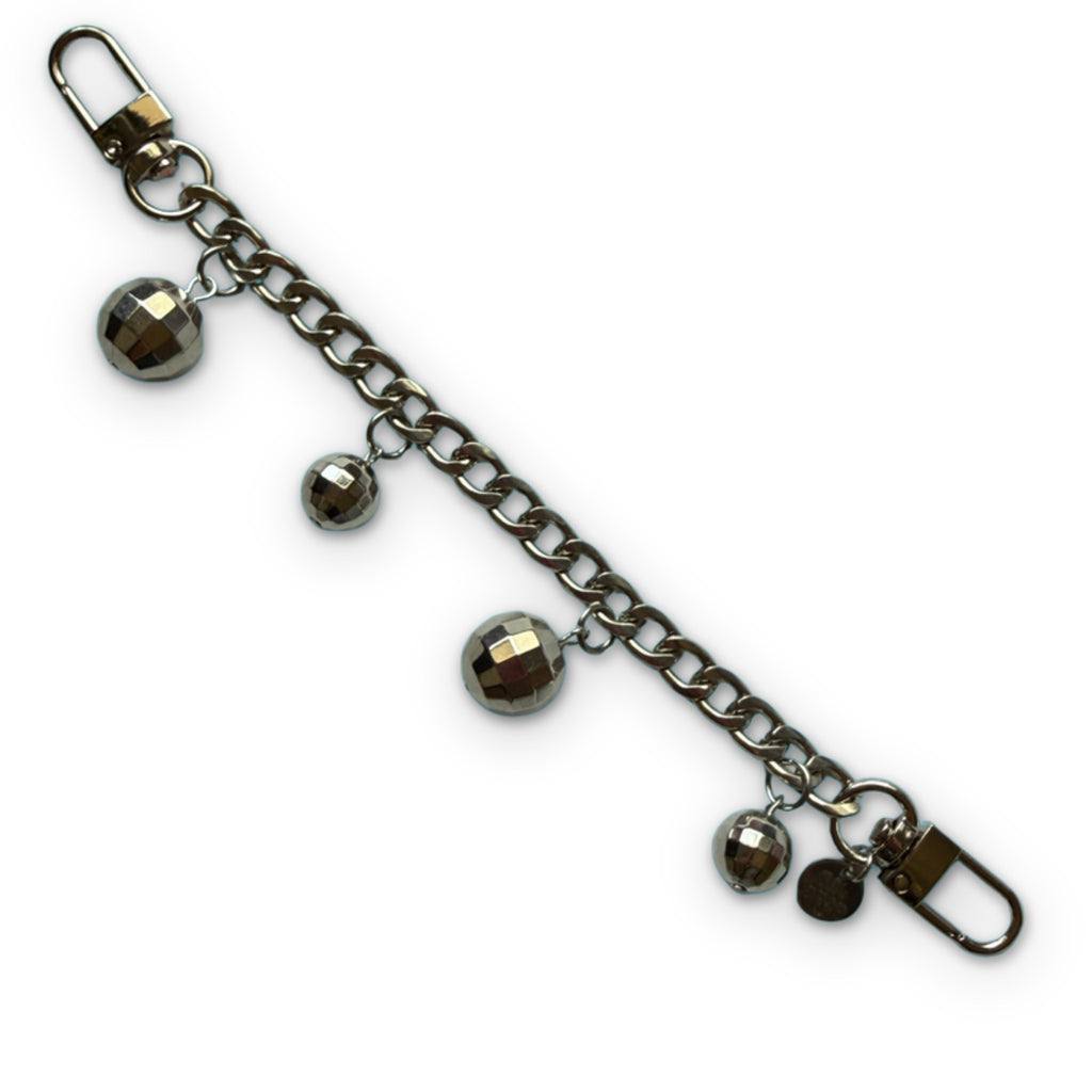 Disco Ball Silver Bag Charm Chain
