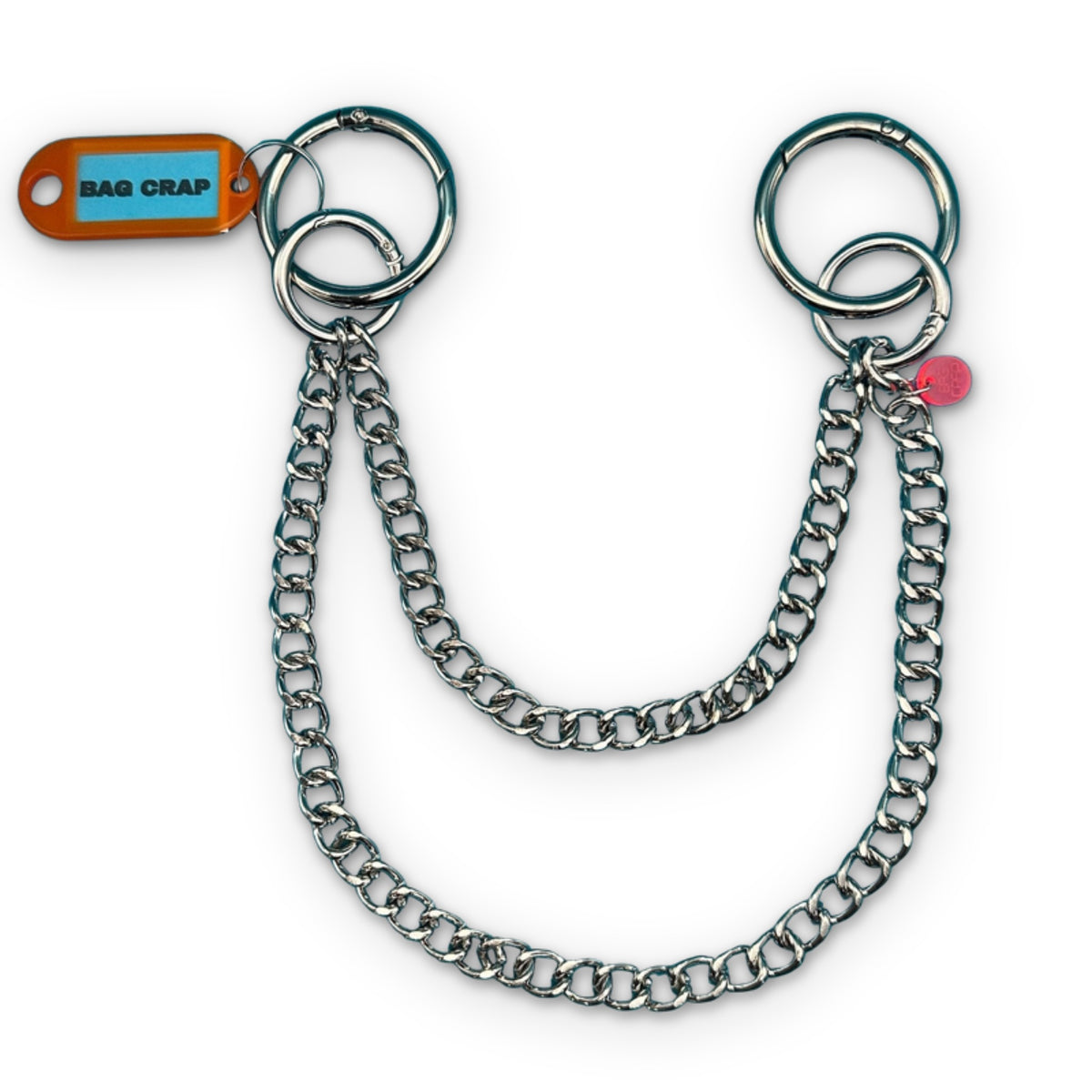 Bag Crap Double Duty Silver Bag Charm Chain on a white background