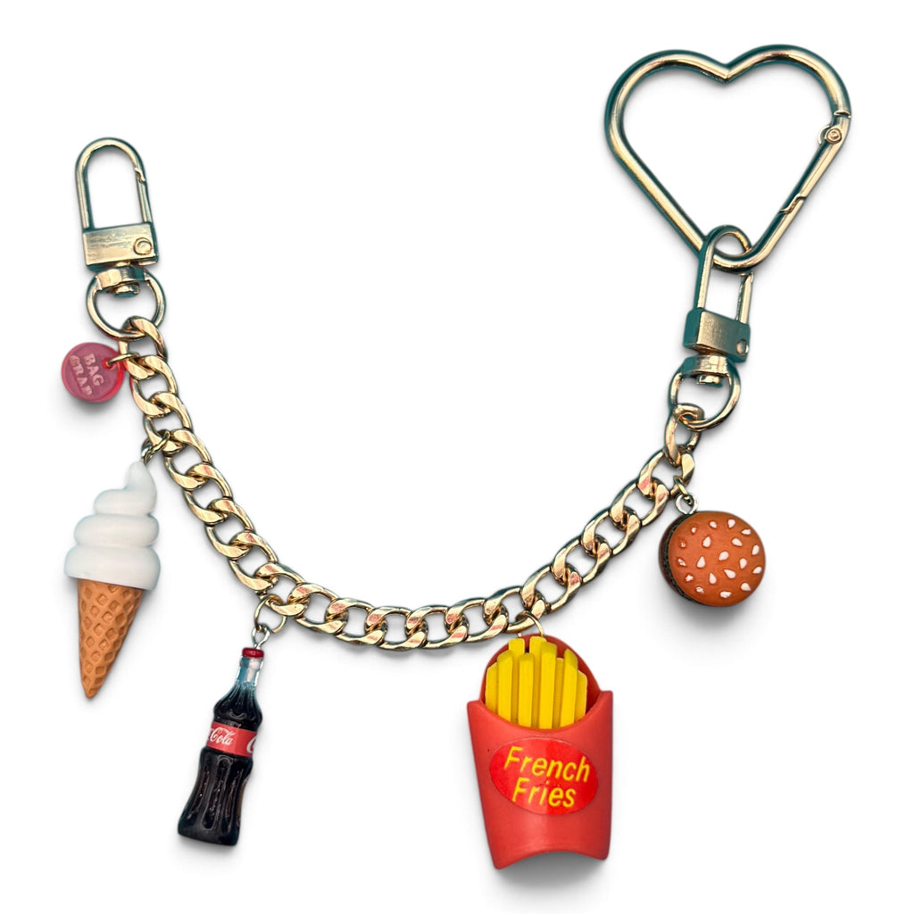 Miniature Burger & Fries Bag Charm Chain