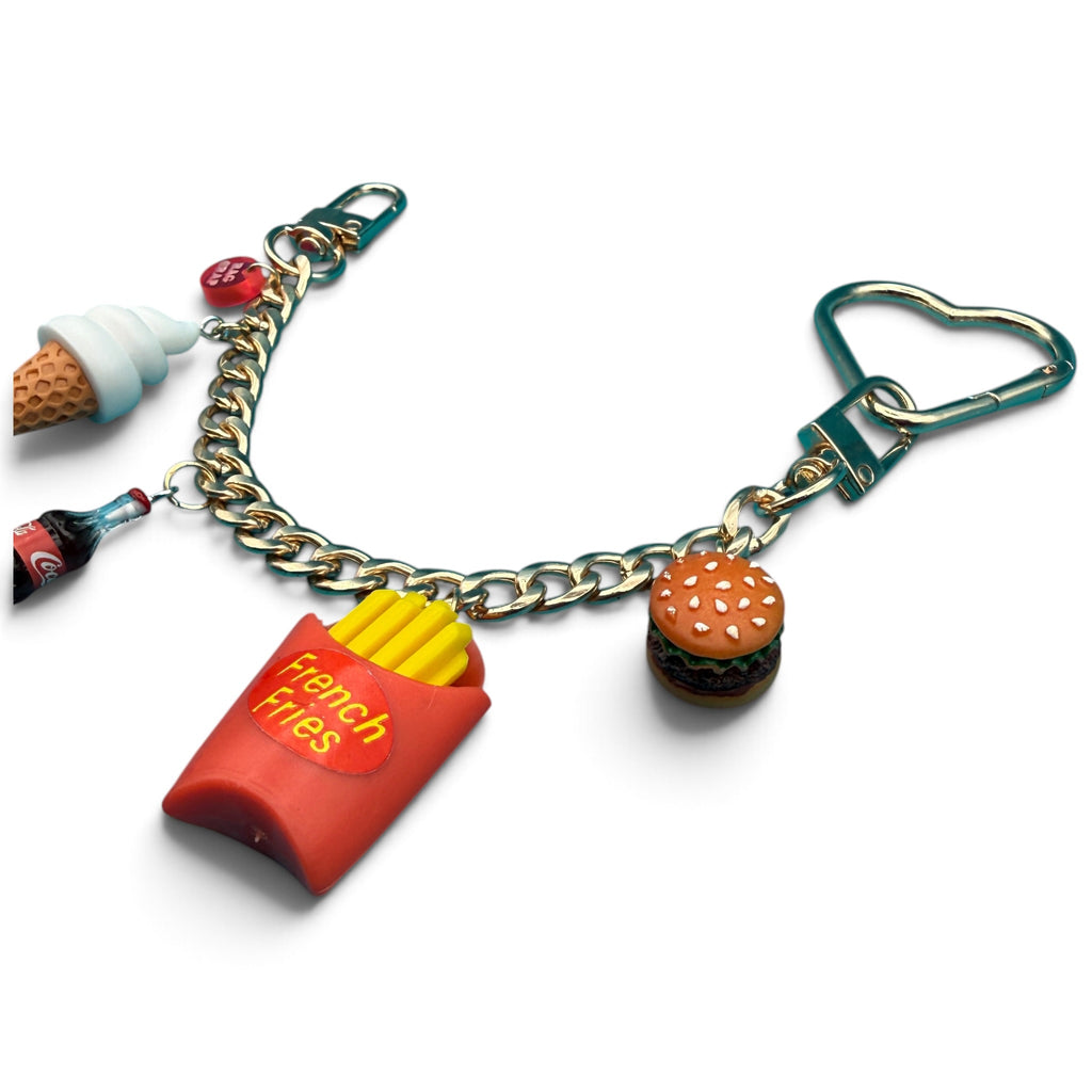 Miniature Burger & Fries Bag Charm Chain