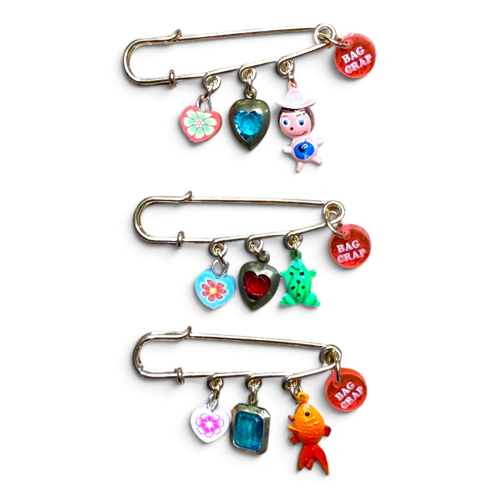 Vintage Junk Gold Safety Pin Charm Sets