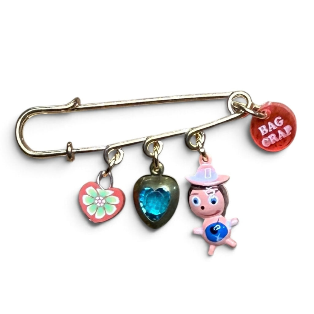 Vintage Junk Gold Safety Pin Charm Sets