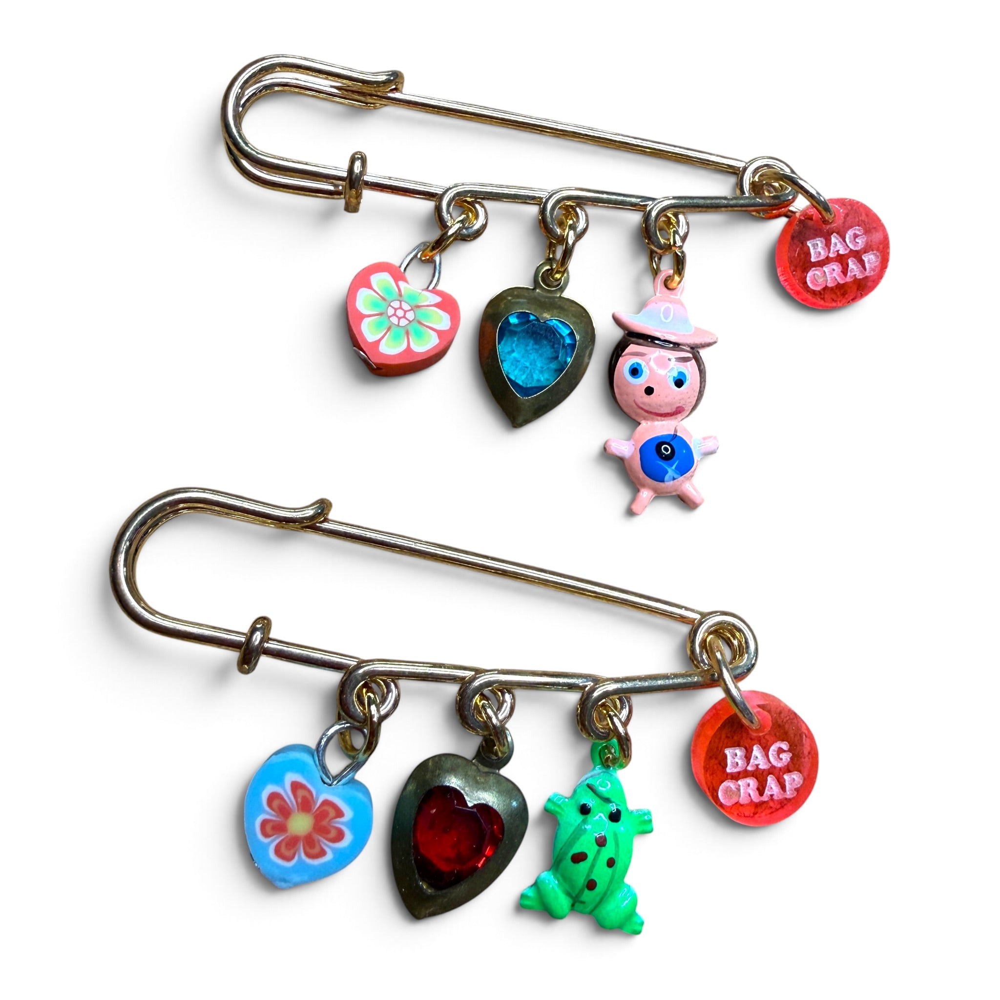Junk Gold Safety Pin  Sets - vintage bag charm packs nostalgia vintage y2k vintage keychain vintage charms for bag nostalgia vintage keychains y2k collectible - Bag Crap