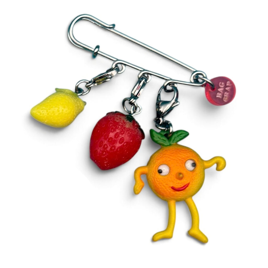 Vintage Fruit Character Safety Pin Charm Sets