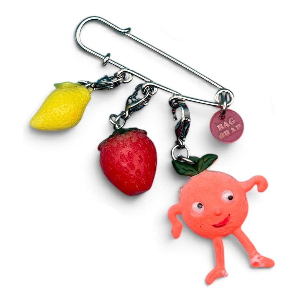 Vintage Fruit Character Safety Pin Charm Sets