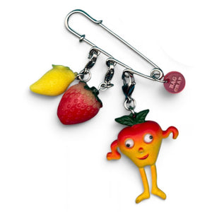 Fruit Character Safety Pin  Sets - vintage bag charm packs nostalgia vintage y2k vintage keychain vintage charms for bag nostalgia vintage keychains y2k collectible - Bag Crap
