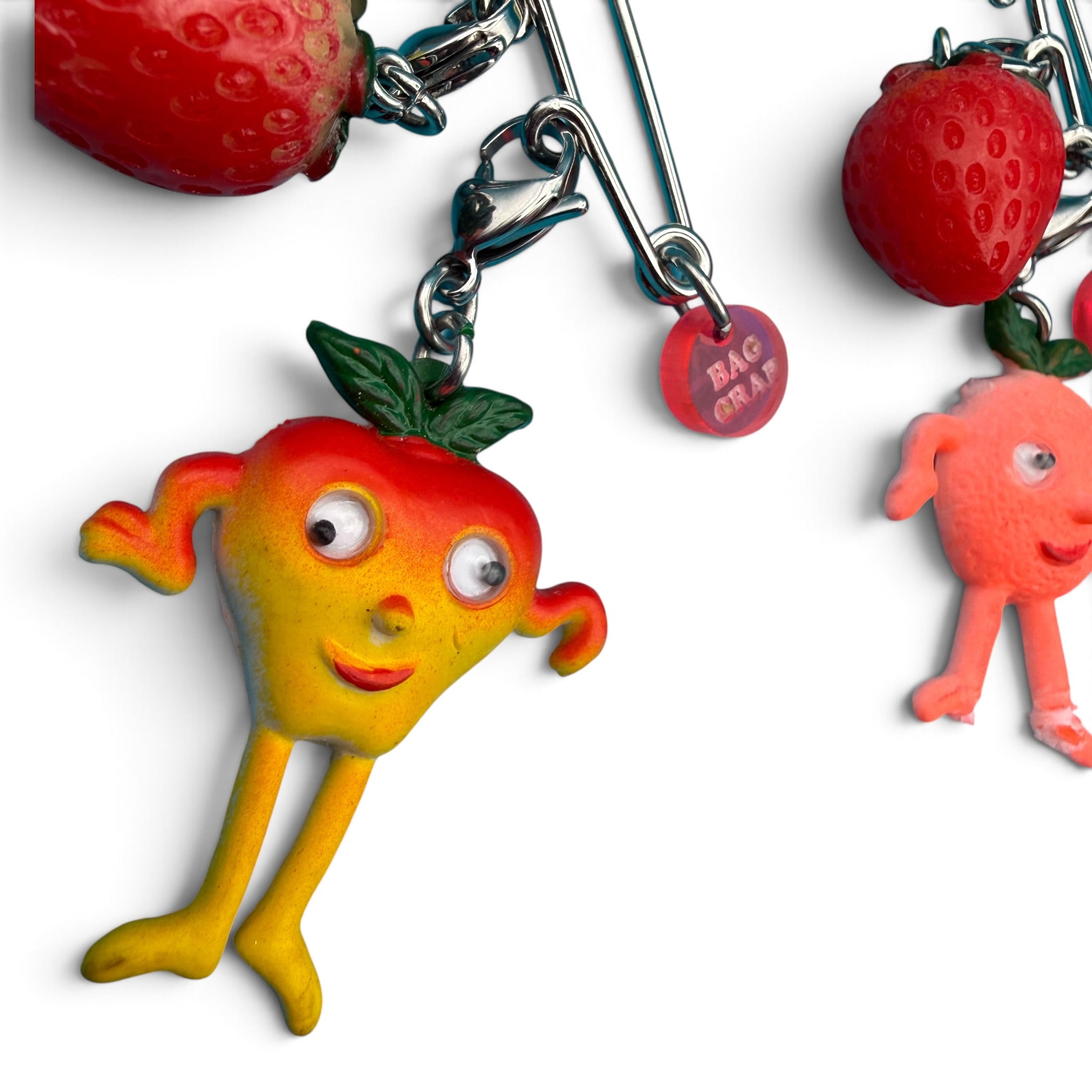Fruit Character Safety Pin  Sets - vintage bag charm packs nostalgia vintage y2k vintage keychain vintage charms for bag nostalgia vintage keychains y2k collectible - Bag Crap