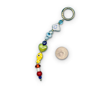 Glass Bead  — Evil Eye, Smiley Face Cloud -  vintage keychain vintage charms for bag nostalgia vintage keychains y2k collectible - Bag Crap