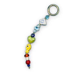 Glass Bead  — Evil Eye, Smiley Face Cloud -  vintage keychain vintage charms for bag nostalgia vintage keychains y2k collectible - Bag Crap