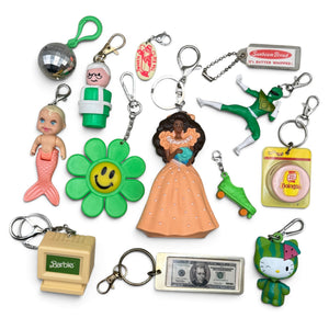 Junk Drawer s &  s: Green & Peach - barbie doll toy pink rare vintage keychain vintage charms for bag nostalgia vintage keychains y2k collectible - Bag Crap