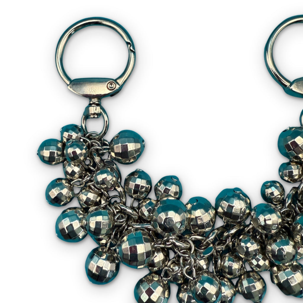 Handcrafted Disco Ball Silver Bag Charm Chain