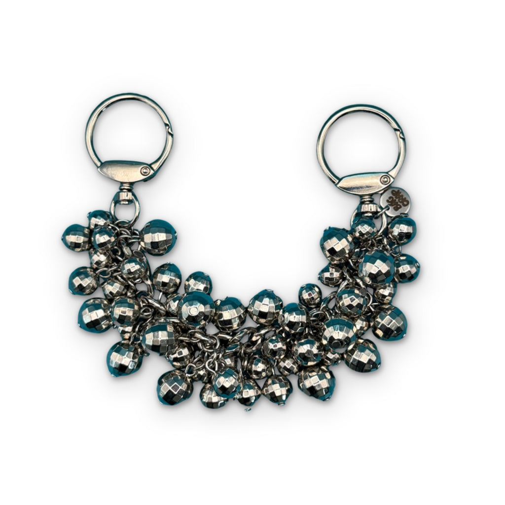 Handcrafted Disco Ball Silver Bag Charm Chain
