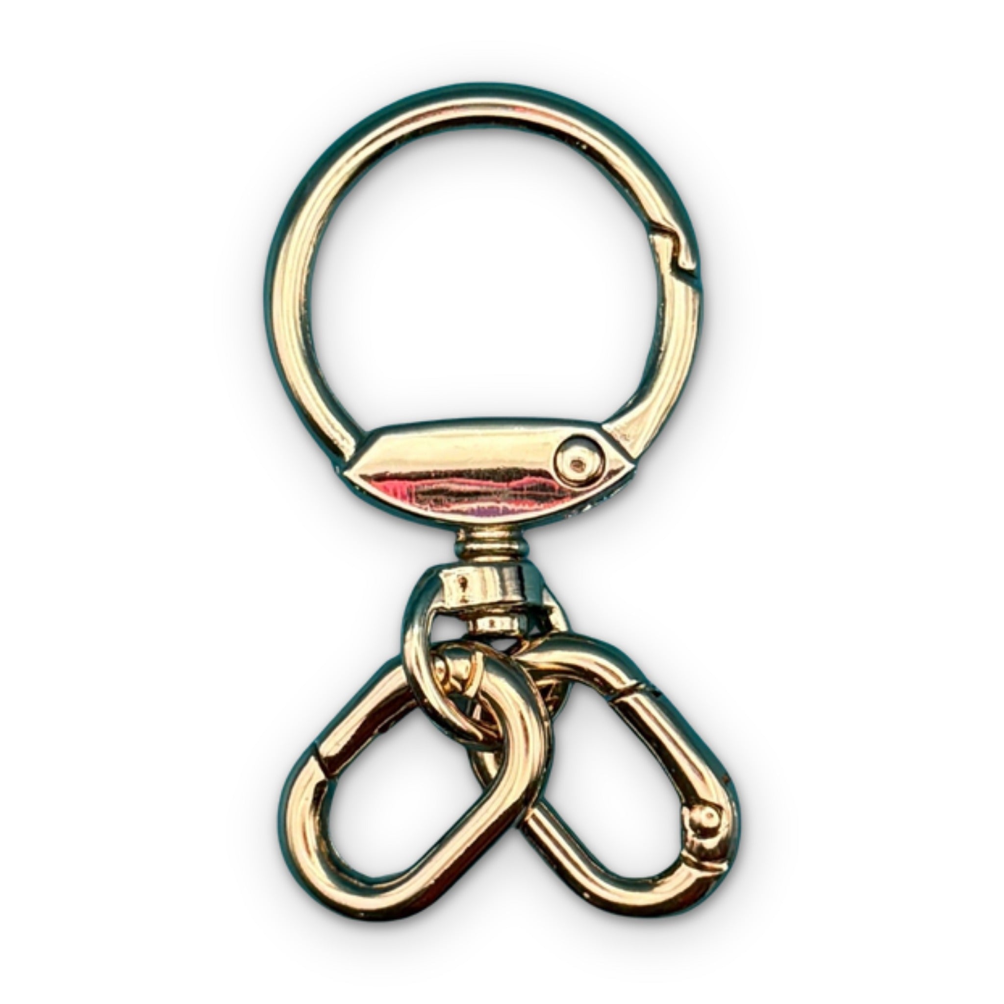 Light Gold Swivel Clip + 2 Carabiners - clips carabiners charms keychains bag designer vintage keychain vintage charms for bag nostalgia vintage keychains y2k collectible - Bag Crap