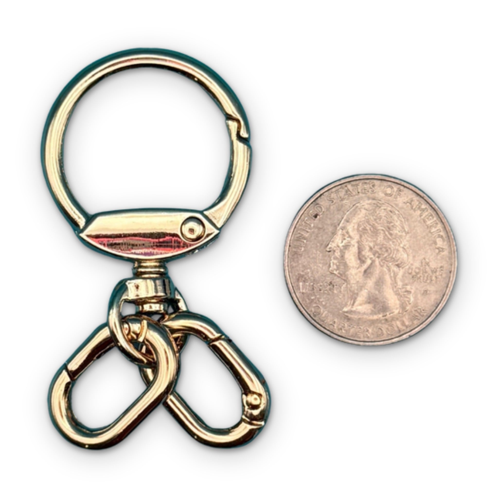 Light Gold Swivel Clip + 2 Carabiners - clips carabiners charms keychains bag designer vintage keychain vintage charms for bag nostalgia vintage keychains y2k collectible - Bag Crap