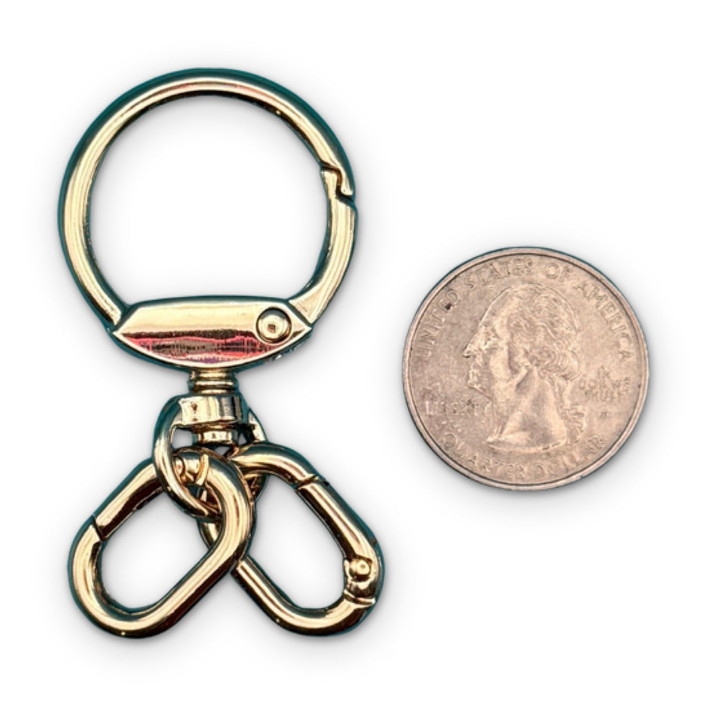 Light Gold Metal Swivel Spring Clip + 2 Carabiner Clip Attachments