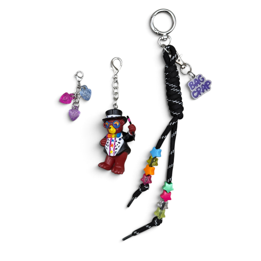 Vintage Lisa Frank Hollywood Bear 3D Figure Bag Charm Set