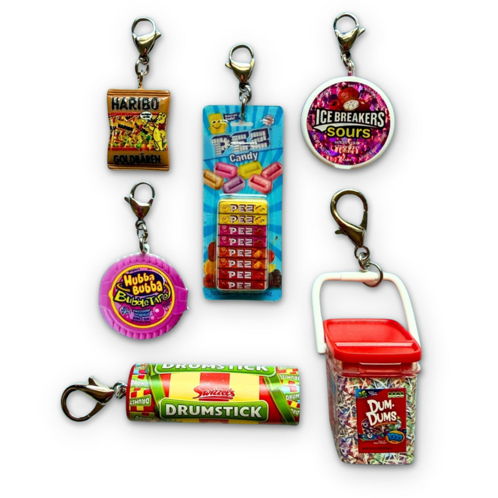 Mini Candy Trinket Charms: Dum Dums, Pez, Hubba Bubba