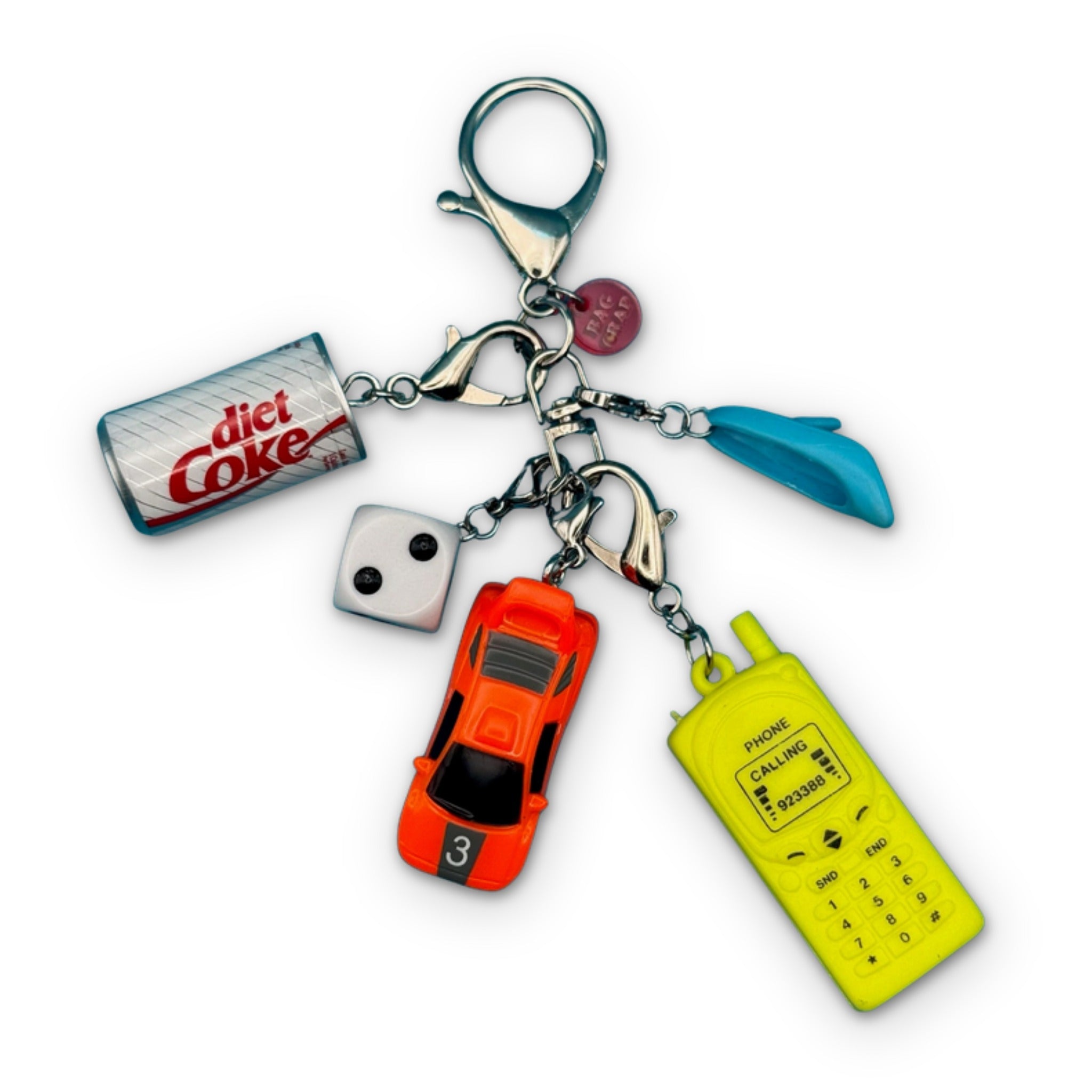 Mini Diet Coke + Neon Race Car Trinket   Set - vintage bag charm packs nostalgia vintage y2k vintage keychain vintage charms for bag nostalgia vintage keychains y2k collectible - Bag Crap