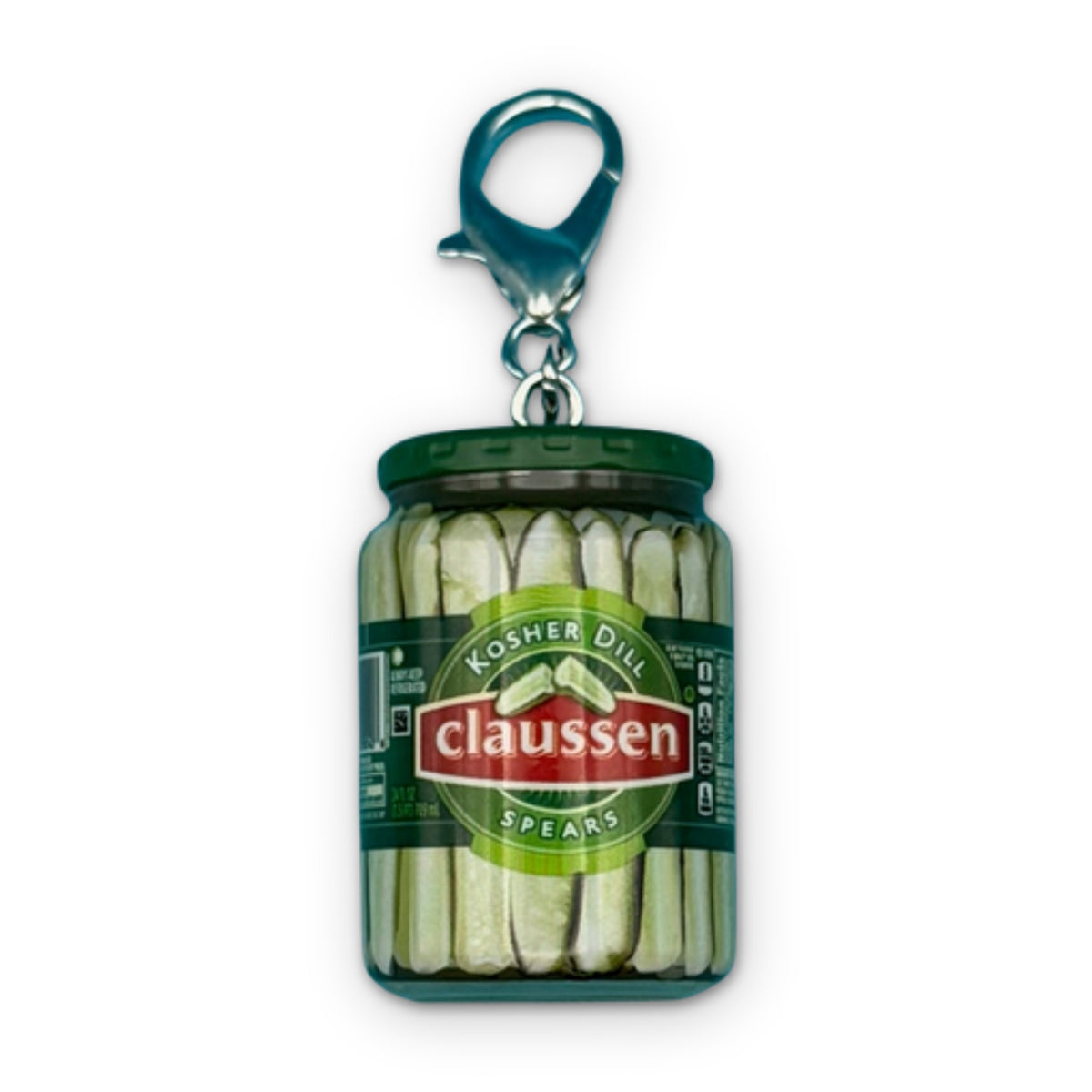 Mini Kosher Pickles Bag Charm on a white background