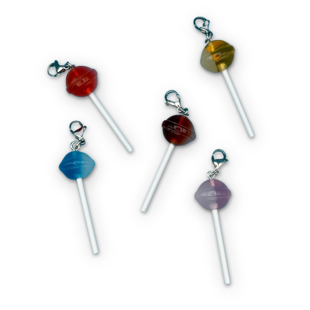 Mini Lollipop Candy Bag Charms on a white background