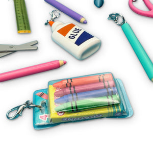 Mini School Supplies Silver Trinket  s -  vintage keychain vintage charms for bag nostalgia vintage keychains y2k collectible - Bag Crap