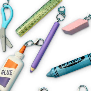 Mini School Supplies Silver Trinket  s -  vintage keychain vintage charms for bag nostalgia vintage keychains y2k collectible - Bag Crap