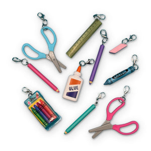 Mini School Supplies Silver Trinket  s -  vintage keychain vintage charms for bag nostalgia vintage keychains y2k collectible - Bag Crap