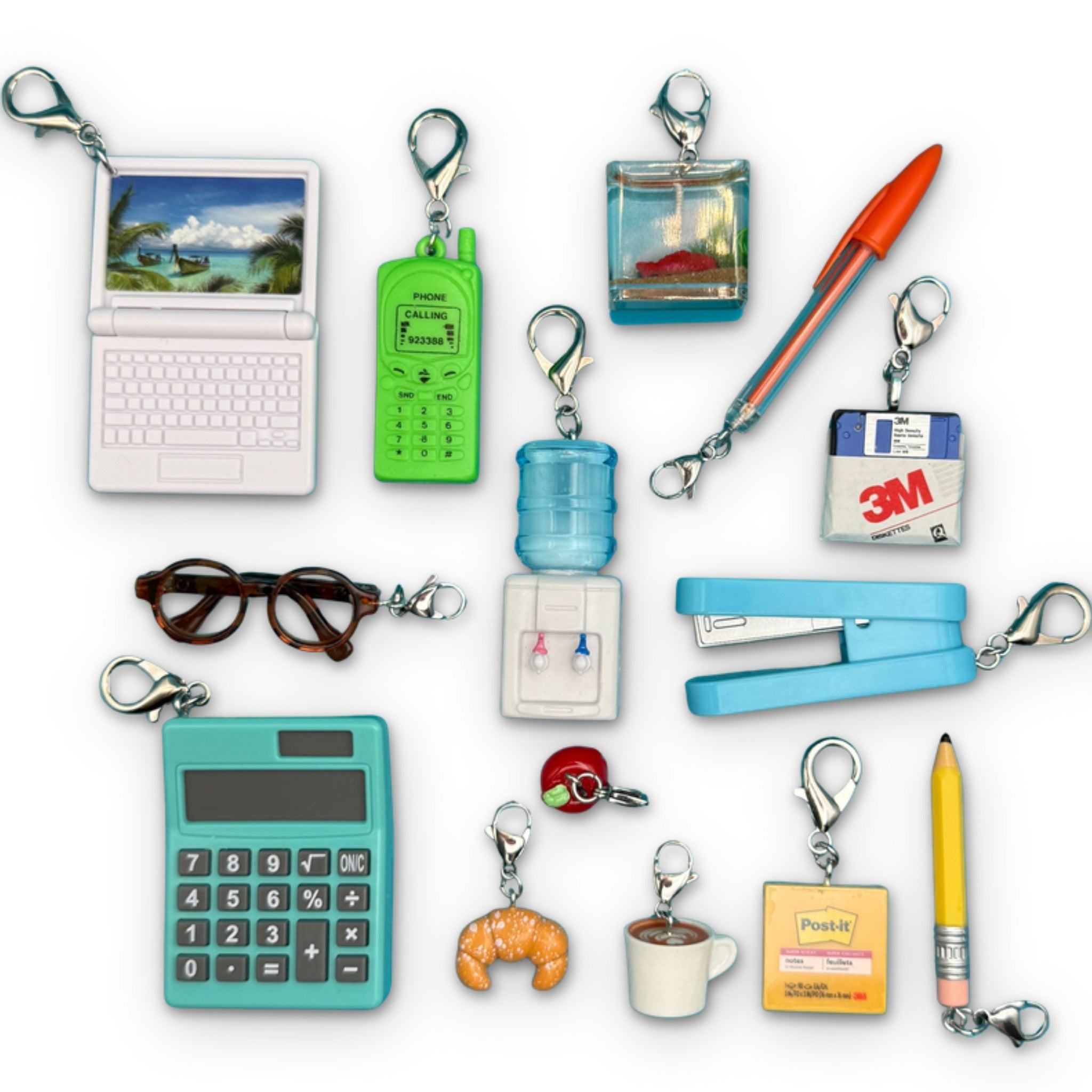 Office Supplies Mini   Pendants -  vintage keychain vintage charms for bag nostalgia vintage keychains y2k collectible - Bag Crap