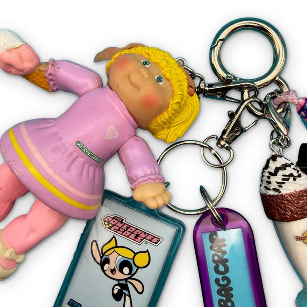 One-of-One 1980's Vintage Keychain Bag Charm Pack — Cabbage Patch Doll, Powerpuff Girls
