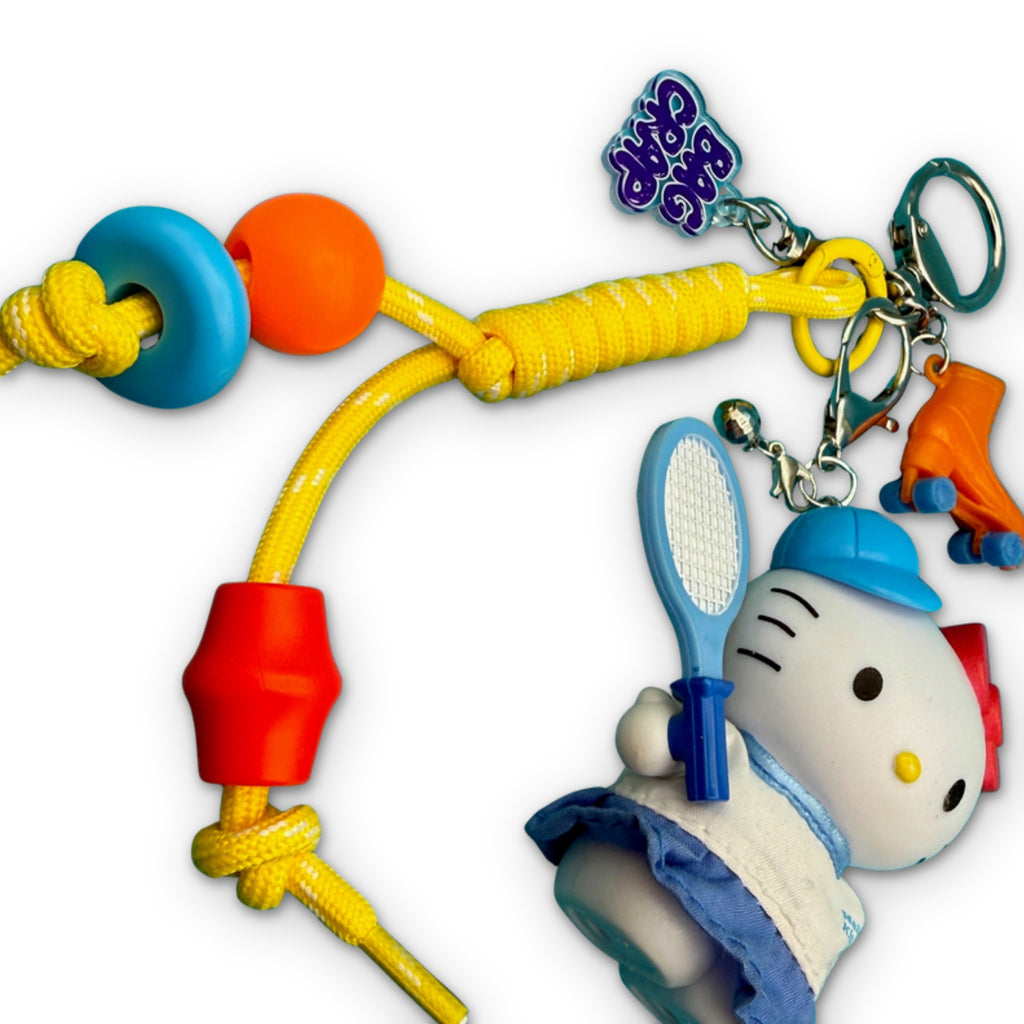 One-of-One Y2K Vintage Keychain Bag Charm Pack — Tennis Hello Kitty, Rollerskate