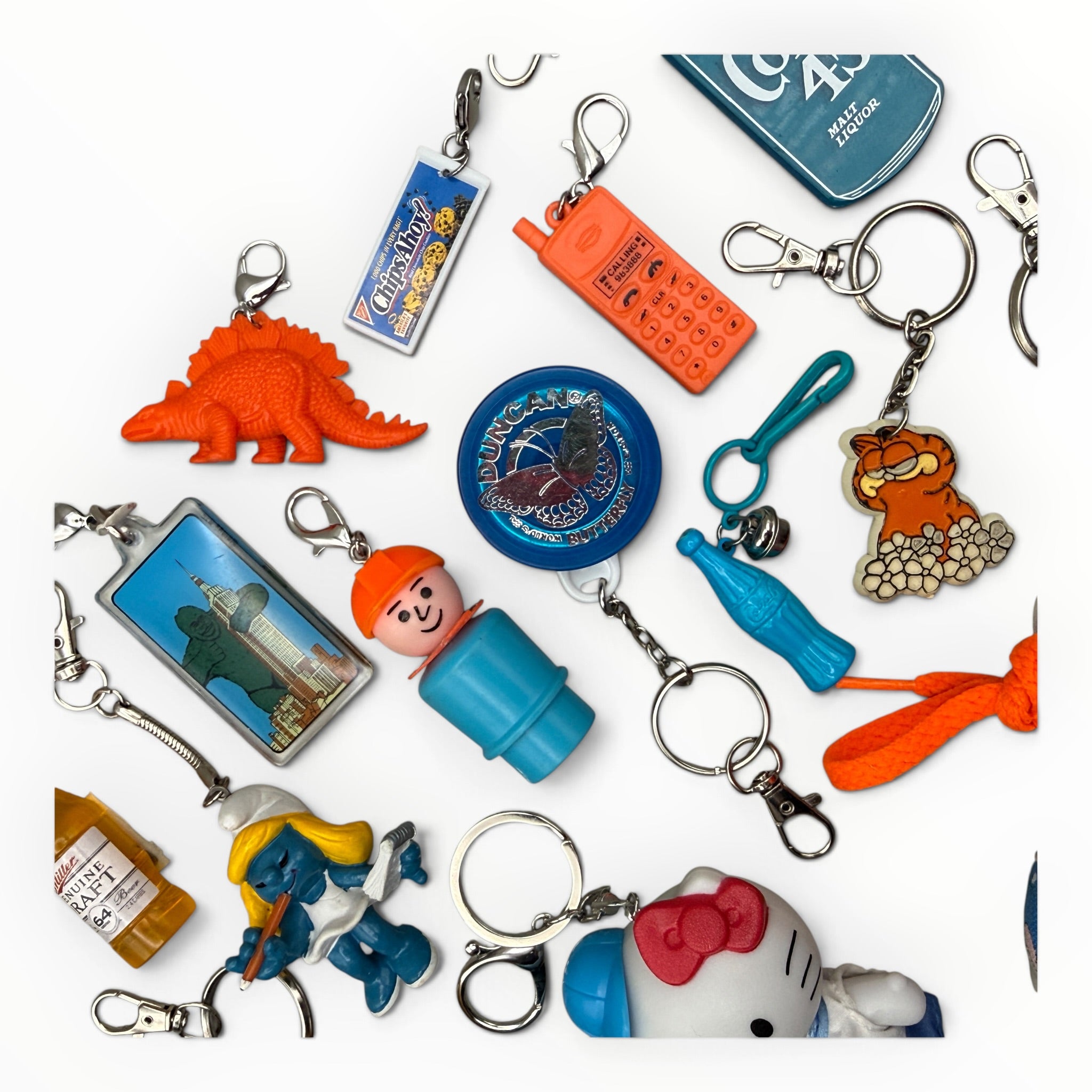 Junk Drawer s &  s: Blue & Orange - hello kitty sanrio japan kawaii rare vintage keychain vintage charms for bag nostalgia vintage keychains y2k collectible - Bag Crap
