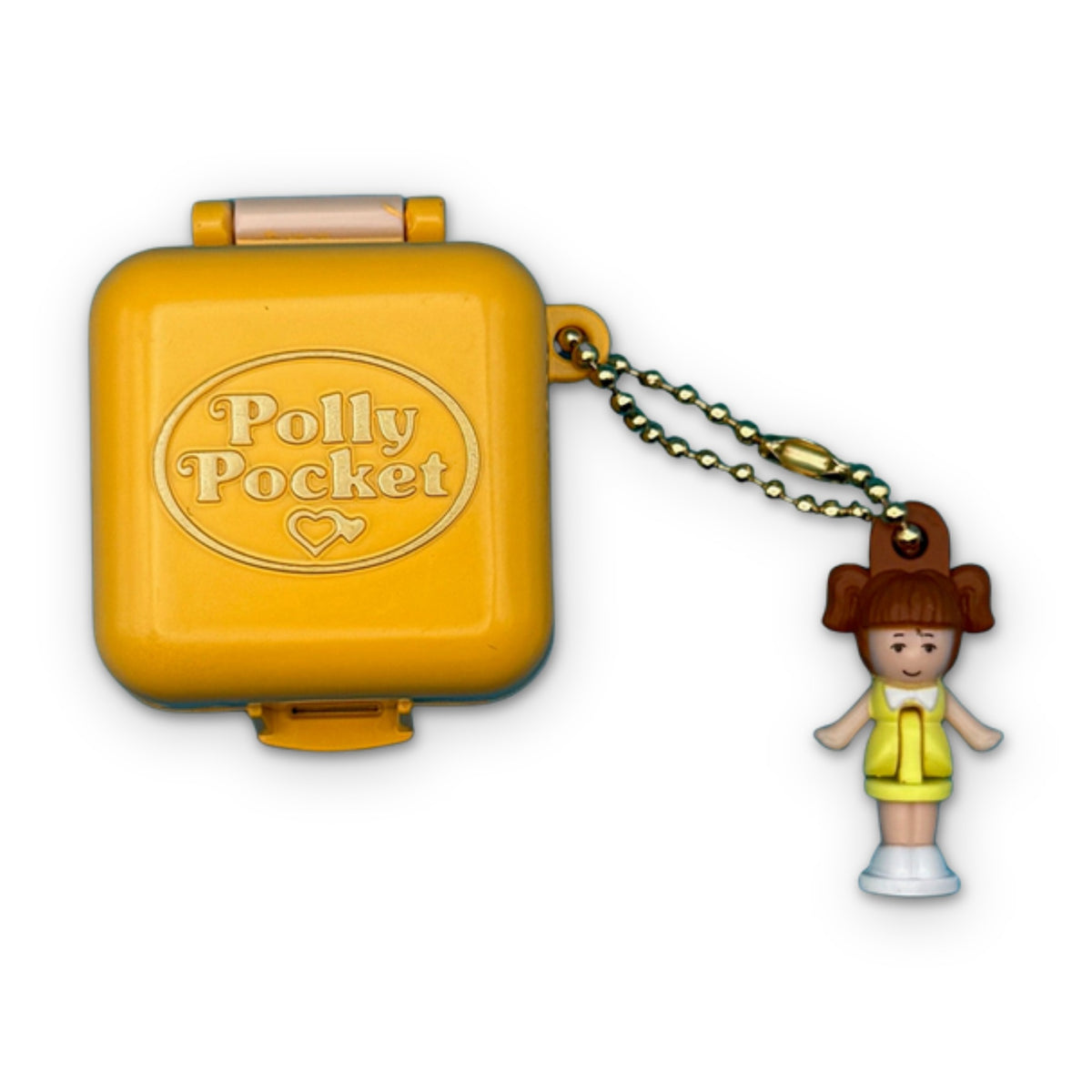 Mustard Yellow Polly Pocket Charm - Polly Pocket Retro Brunette Bag Charms: You Pick, on a white background