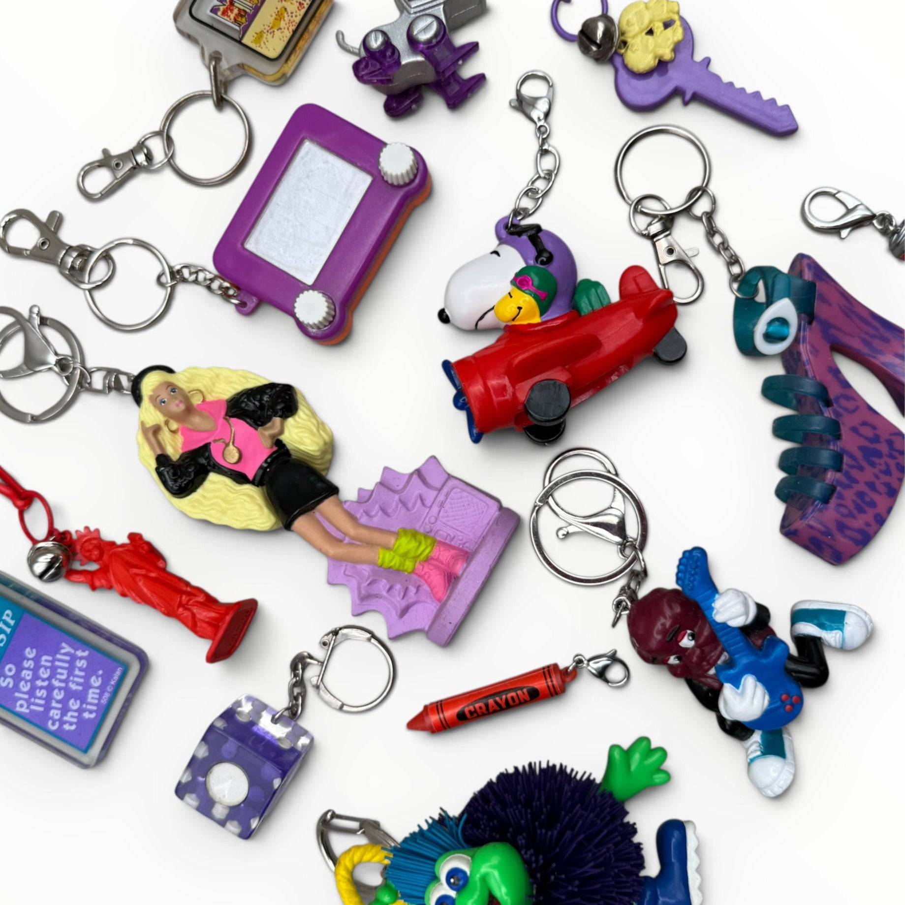 Junk Drawer s &  s: Purple & Red - barbie doll toy pink rare vintage keychain vintage charms for bag nostalgia vintage keychains y2k collectible - Bag Crap