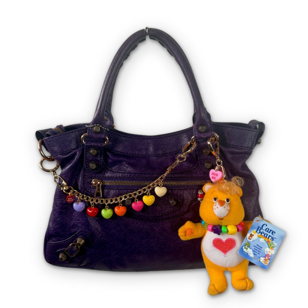 Rainbow Heart Gold Bag Charm Chain