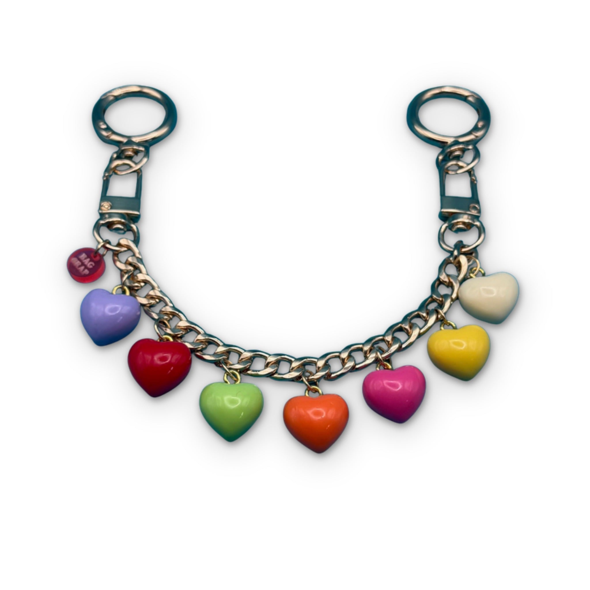 Rainbow Heart Gold   Chain - vintage bag charm chains silver nostalgia vintage y2k vintage keychain vintage charms for bag nostalgia vintage keychains y2k collectible - Bag Crap