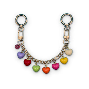 Rainbow Heart Gold   Chain - vintage bag charm chains silver nostalgia vintage y2k vintage keychain vintage charms for bag nostalgia vintage keychains y2k collectible - Bag Crap
