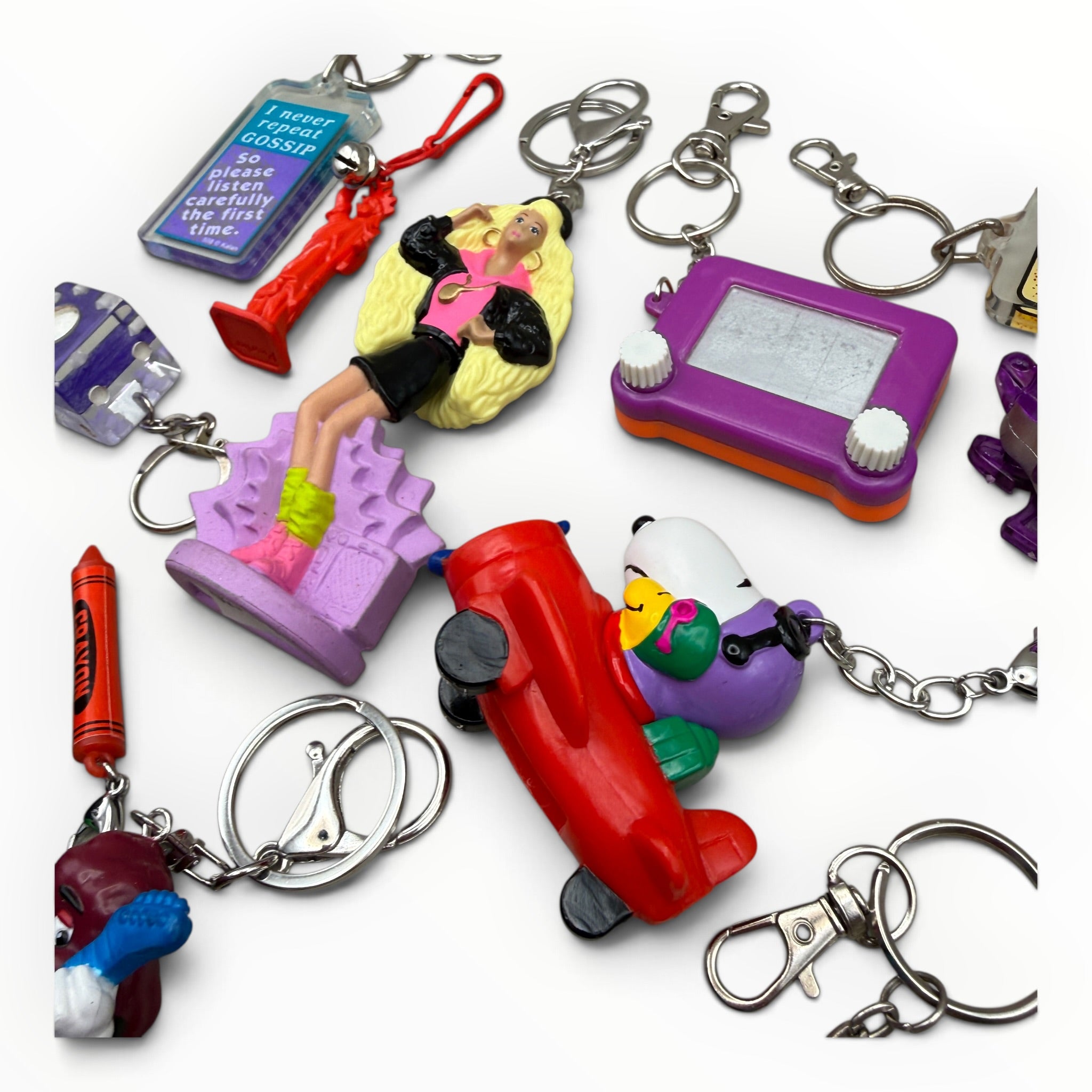 Junk Drawer s &  s: Purple & Red - barbie doll toy pink rare vintage keychain vintage charms for bag nostalgia vintage keychains y2k collectible - Bag Crap